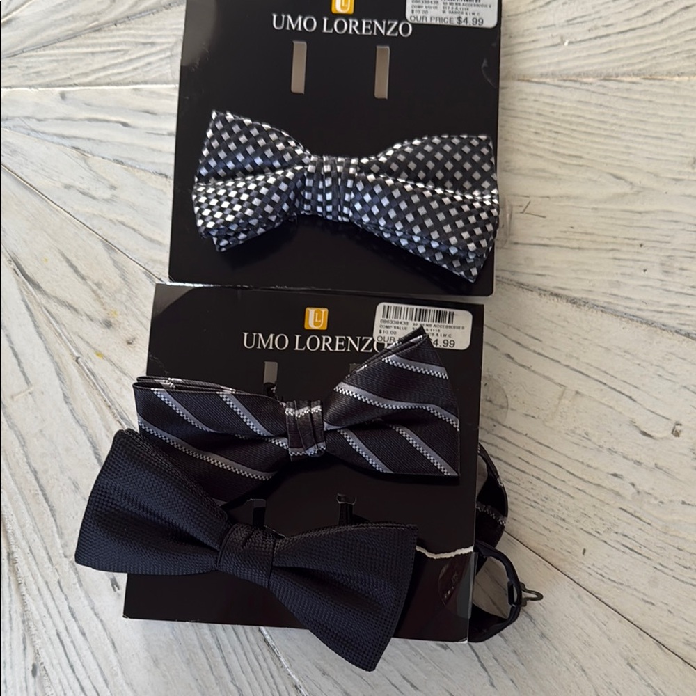 Lorenzo Black and Silver Bow Tie Collection of 3